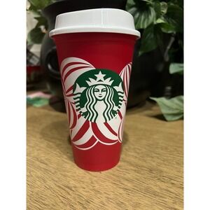 Starbucks Red Peppermint Swirl Cold Cup Tumbler with Lid Holiday 2024‎